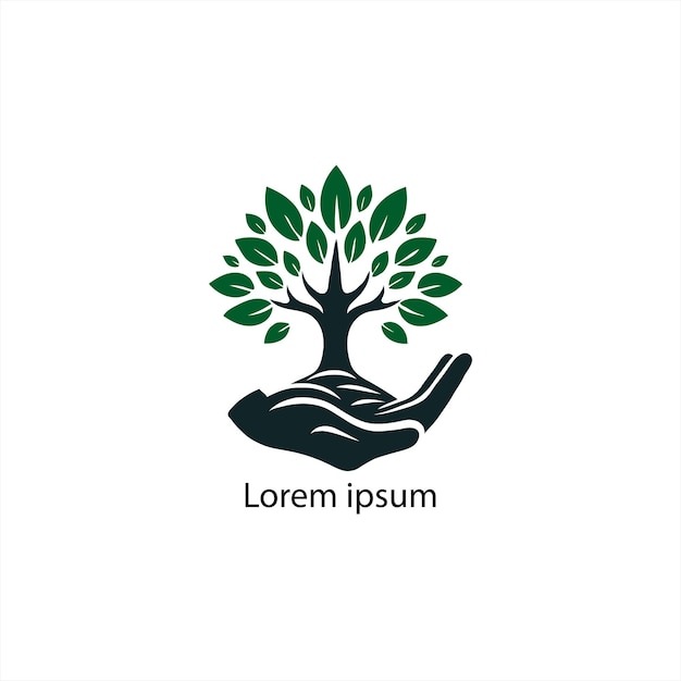 hand and tree logo design template