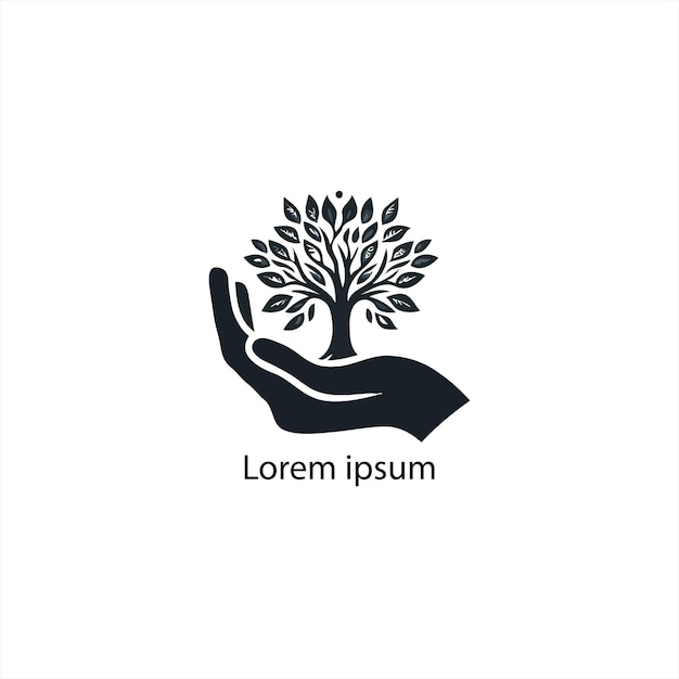 hand and tree logo design template