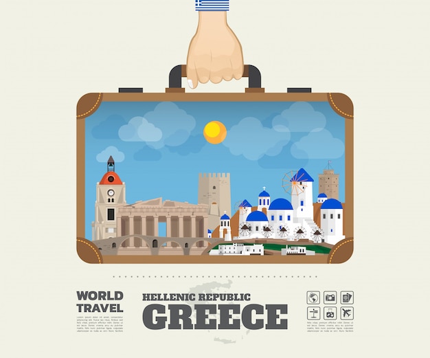 Hand uitvoering Griekenland Landmark Global Travel and Journey Infographic Bag.