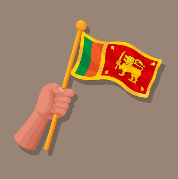 Hand vasthouden sri lanka vlag cartoon illustratie vector