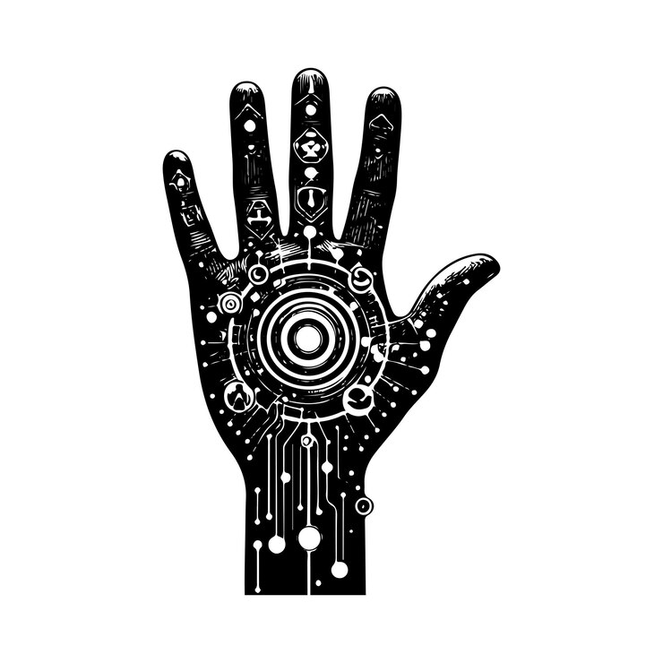 Vector hand vector silhouette logo icon design template black and white