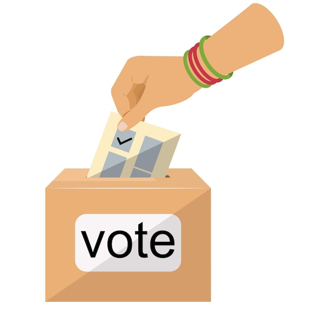 Hand voting ballot box icon, Election Vote concept, Simple line design for website, logo, app, UI,