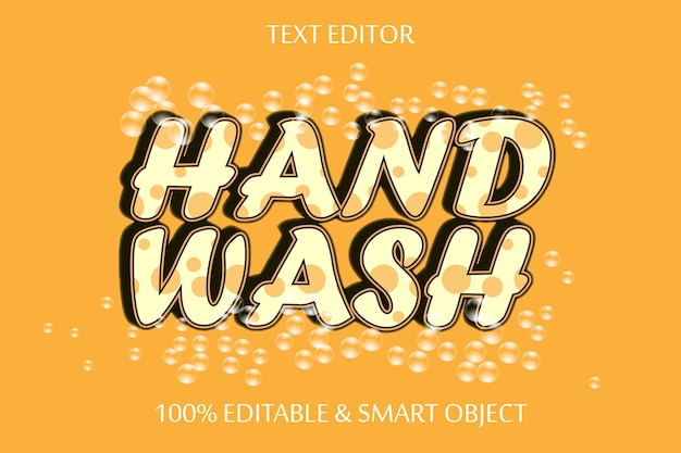 Hand wash editable text effect 3 dimension emboss cartoon style