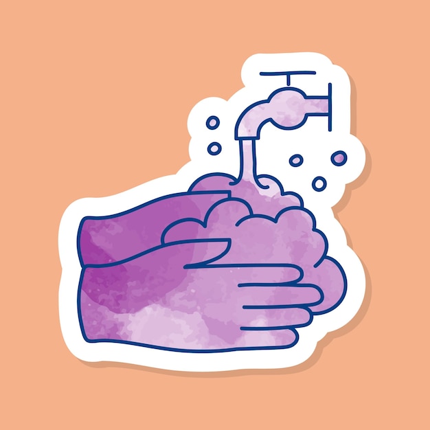 Vector hand washing color sticker