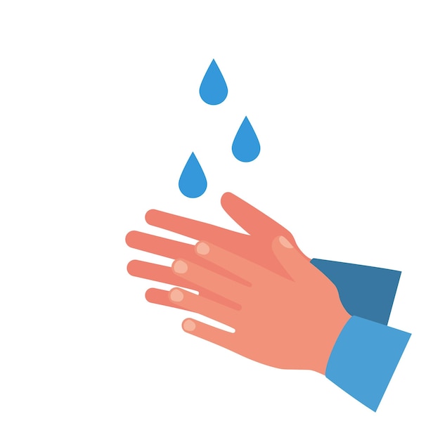 Vector hand washing drops of water or disinfection on hands