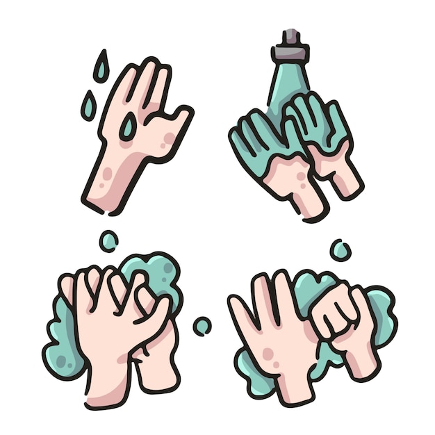 Vector hand washing proper hygiene illustration