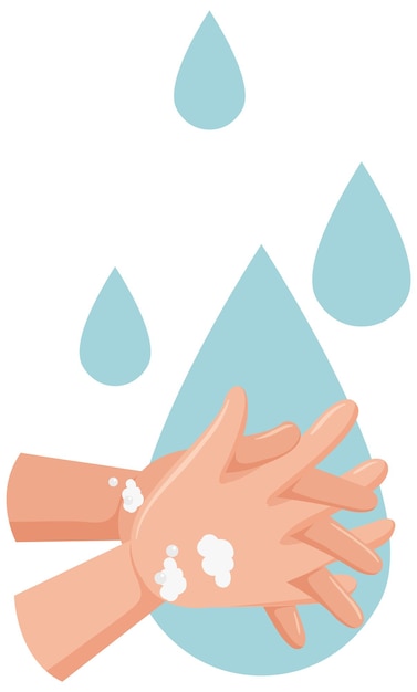 Hand washing with water drop