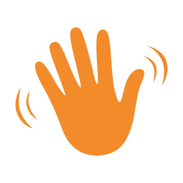 Hand wave waving hi or hello gesture flat vector icon. Greeting sign.