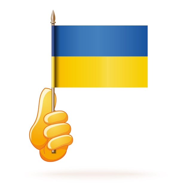 Hand waving flag of Ukraine Vector icon