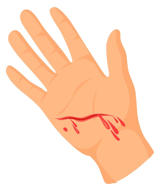 Hand with bleeding cut Palm wound Injury icon