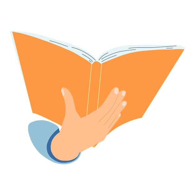 Рука с книгой в мультяшном плоском стиле концепция всемирного дня книги изучения векторной иллюстрации