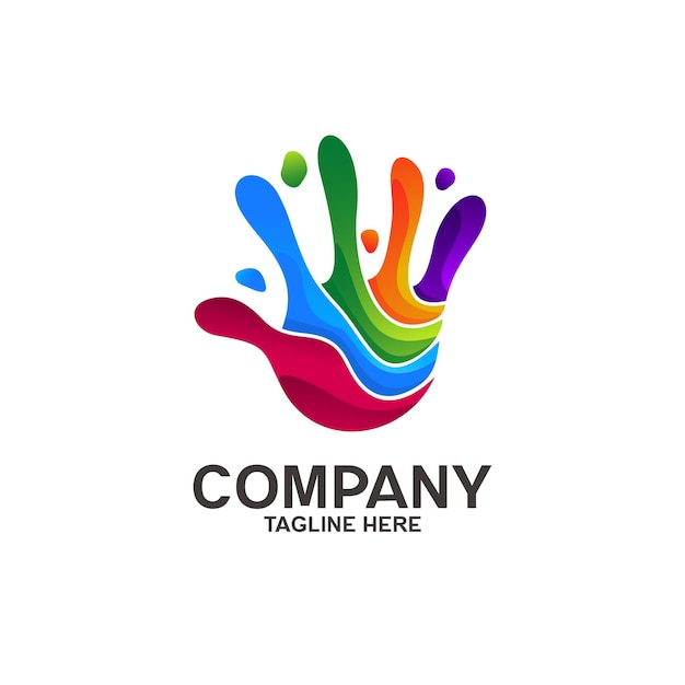 Hand with colorful paint logo