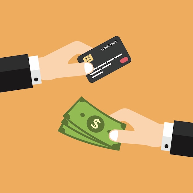 クレジットカードとお金のある手