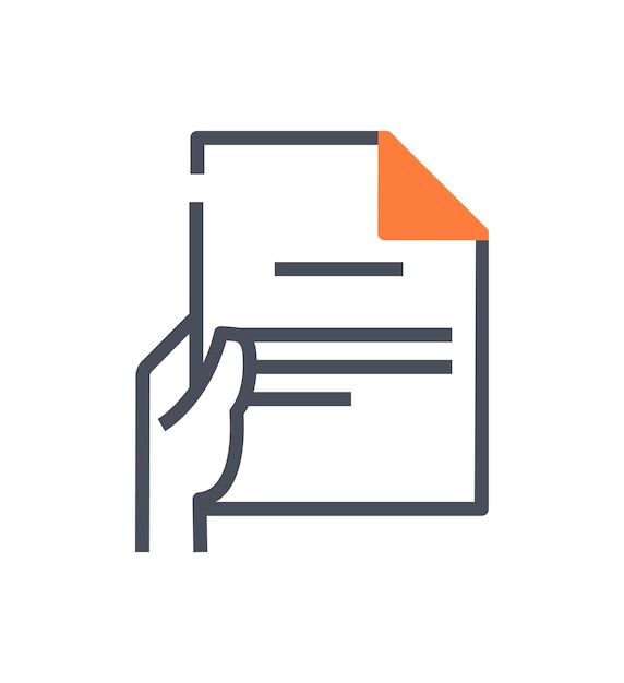 Hand with document orange icon