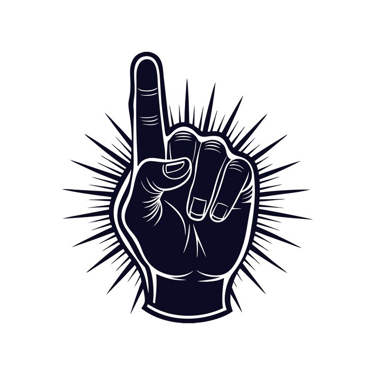 Vector a hand with a finger pointing up with the word index finger on the top
