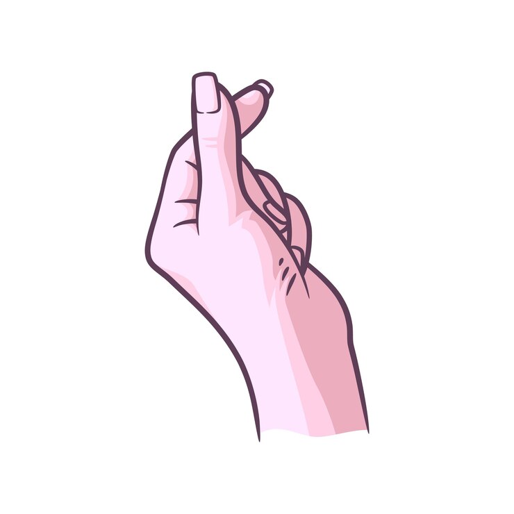 Vector hand with fingers in heart shape. cute finger hearth gesture. saranghae. korean love sign