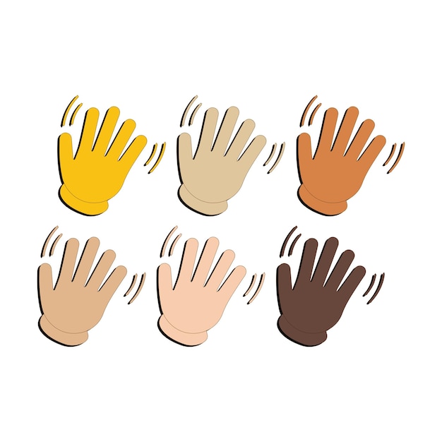 Vector hand with fingers splayed gesture icon raised hand emoji folded hands sign all skin tone gesture