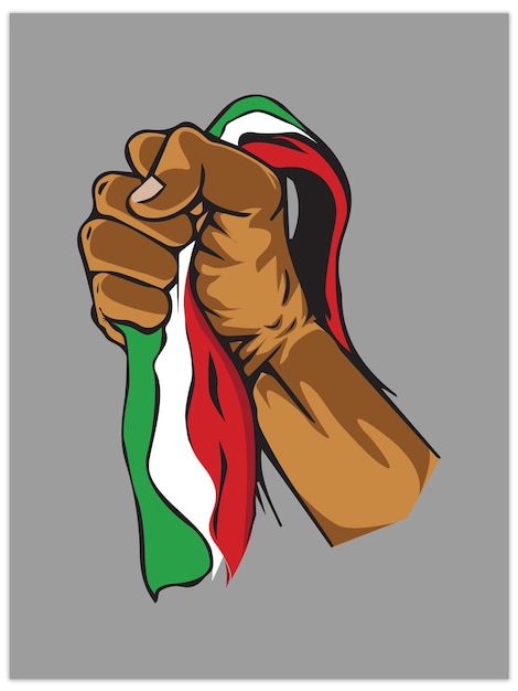 Mano con bandiera, vettore di illustrazione delle proteste iraniane