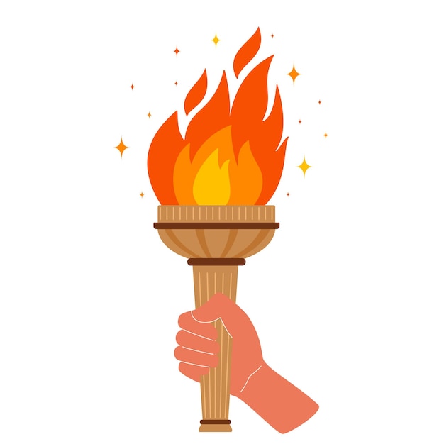 Hand with flaming torch