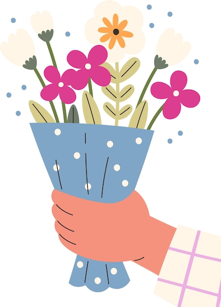 Vector hand with flowers bouquet