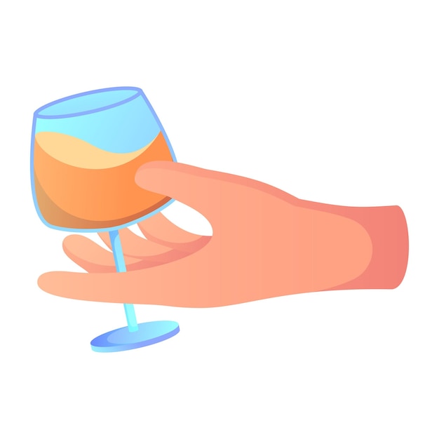 Vector hand with glass of champagne isolated on white