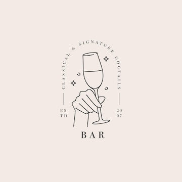 Premium Vector | Hand with a glass of drink. abstract logo for cafe or bar.