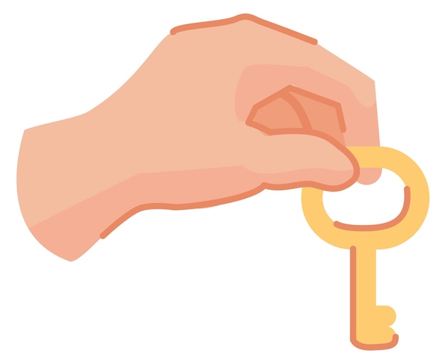 Vector hand with golden key owner symbol opportunity sign