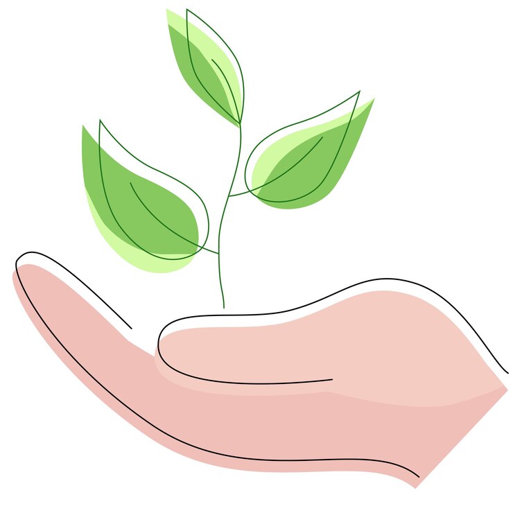 Vector hand with green plant nature care concept save planet vector illustration