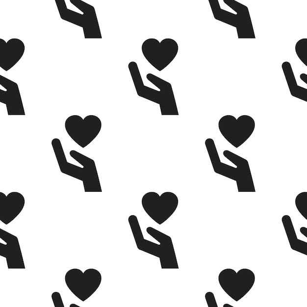 Hand with heart icon illustration