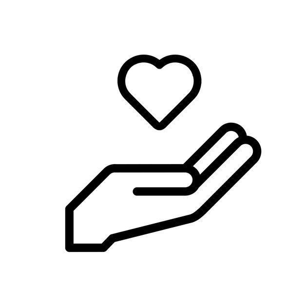 Vector a hand with a heart on it icon