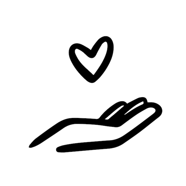 Hand with heart line icon