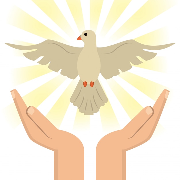 Hand with holy spirit catholic