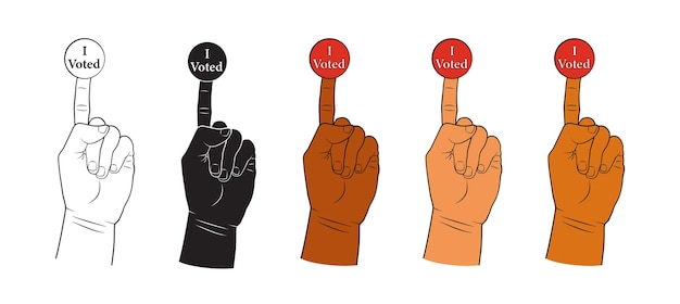 Vector hand with i voted sticker on the finger