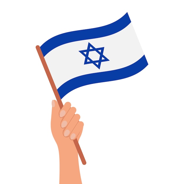 Hand with israel flag israel independence day illustration vector