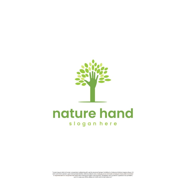 Hand with leaf logo design illustration natural hand logo design modern concept