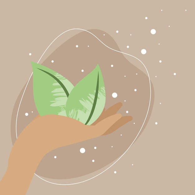 Hand with leaves
