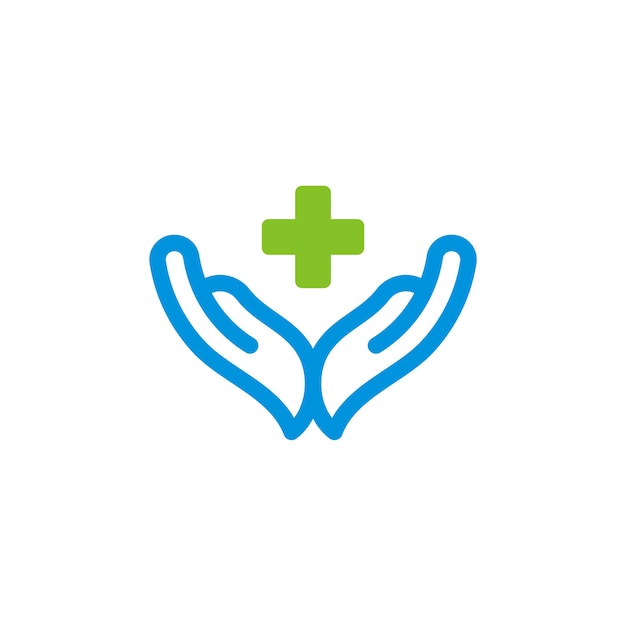 hand with medical concept health care logo design vector illustration