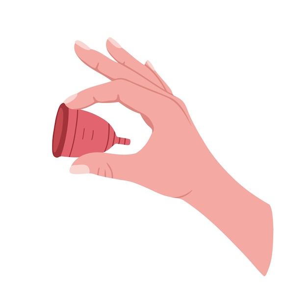 Vector hand with menstrual cup hand drawn illustration