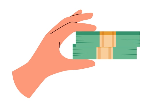 Vector hand with paper money