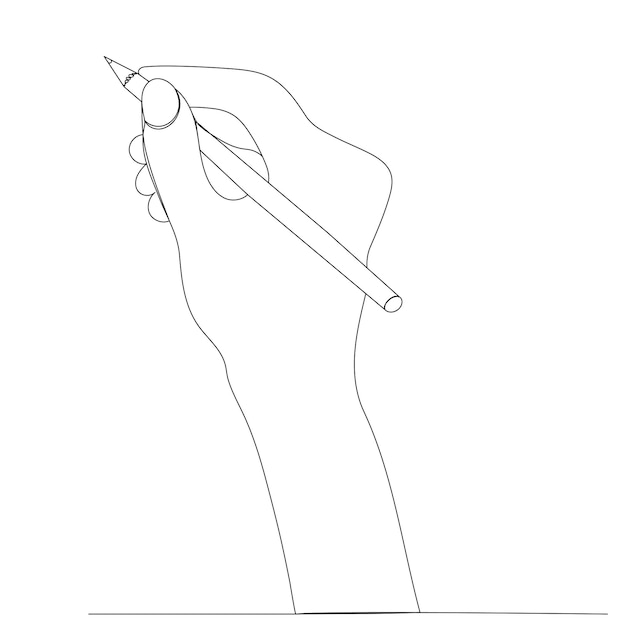 Hand with pencil continuous line drawing sketch vector