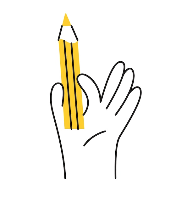 Vector hand with pencil