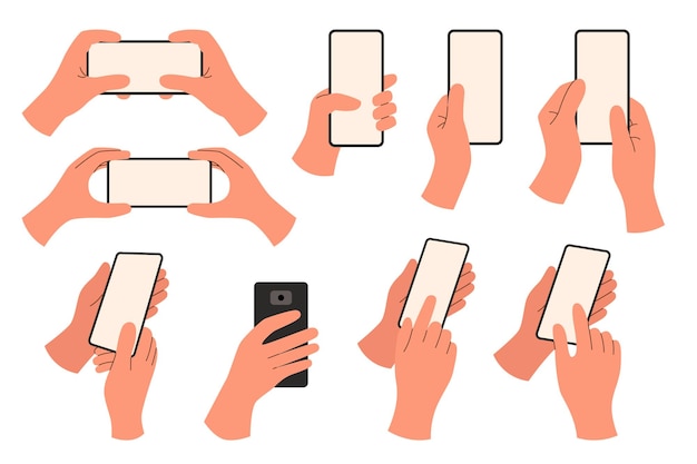 Vector hand with phone set3