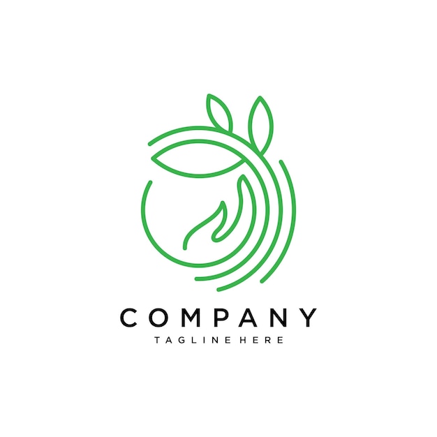 Vector hand with plant logo growth concept environment friendly symbol eco vector illustration