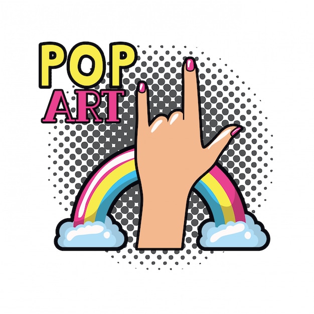 Mano con segno rock pop art