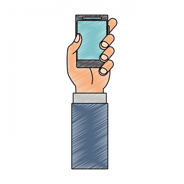 Hand with smartphone scribble