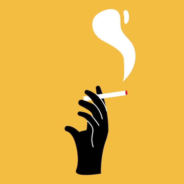 A hand with a smoking cigarette. Icon of a smoking room or smoking area