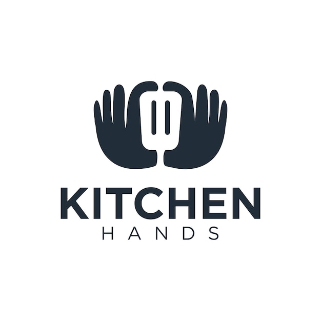 рука с иконой логотипа шпателя кулинарии