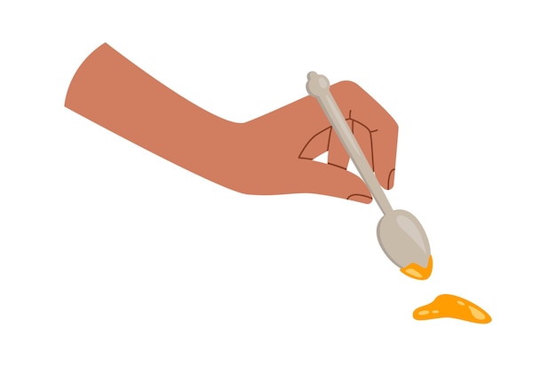 Vector hand with spoon and honey