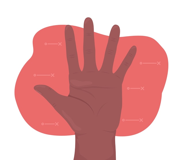 Hand with spread fingers 2D vector isolated illustration