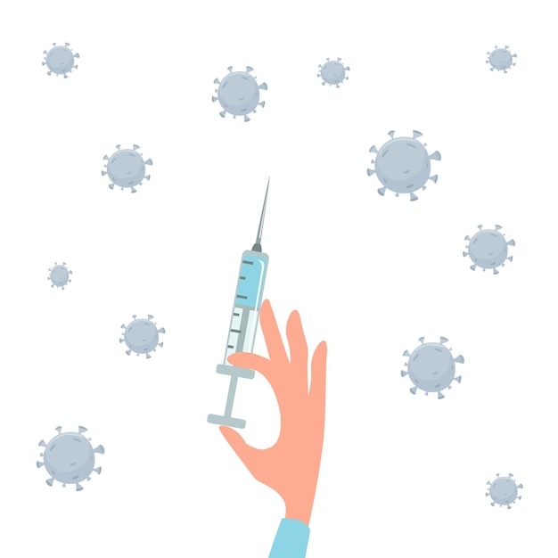 Hand with Syringe and Vaccination